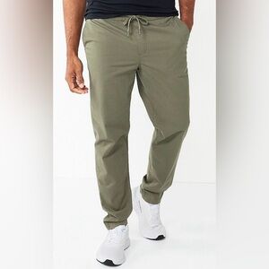 NWT Sonoma Men's Khaki Chinos Pull on front tie pants - set of 2 green color